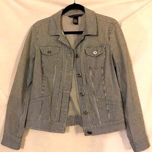 Baccini Denim Black and White Jean Jacket Size Medium